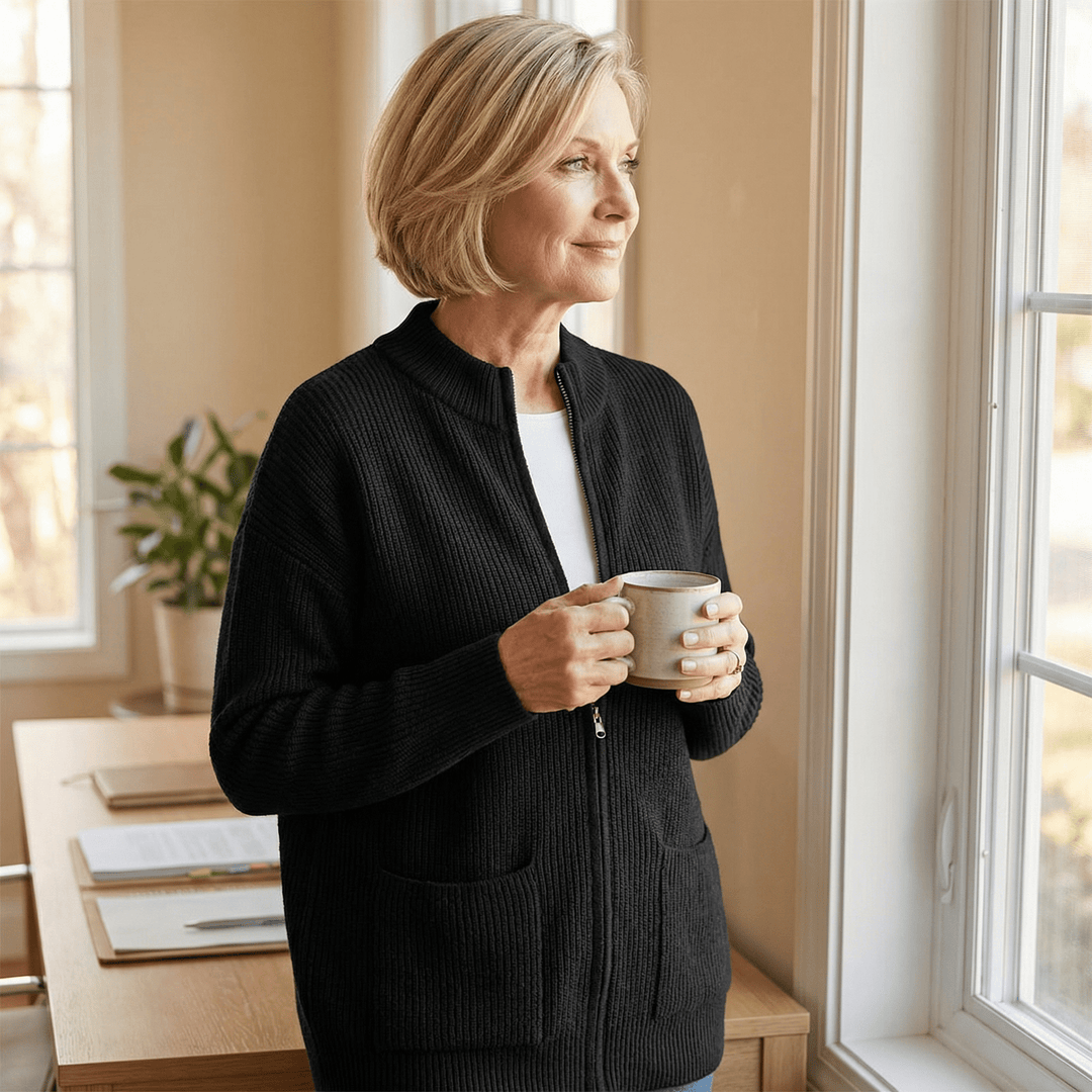Covena™ – Soft Knit Zip Up Cardigan with Pockets