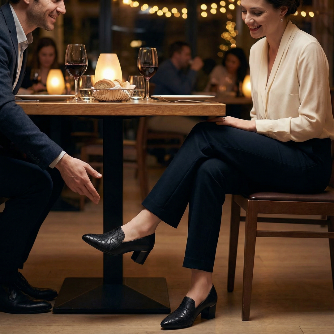 Floressa™ – Embroidered Leather Pumps with Cushioned Heel