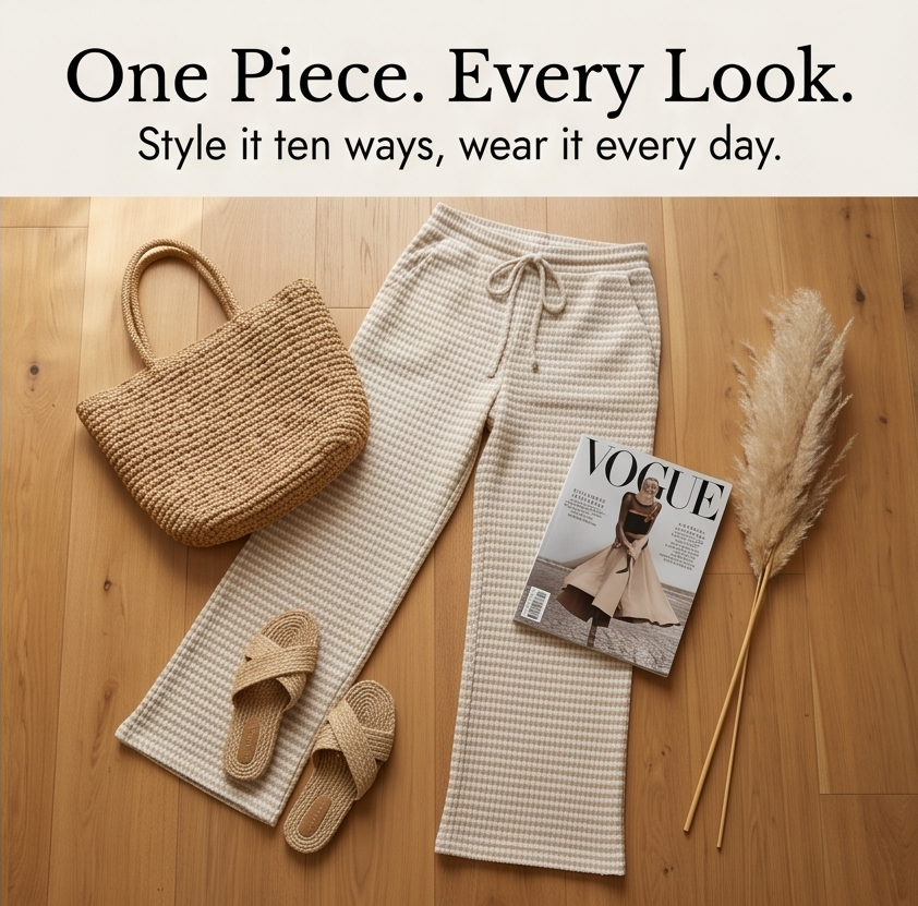 Seralune™ – Textured Knit Wide-Leg Trousers