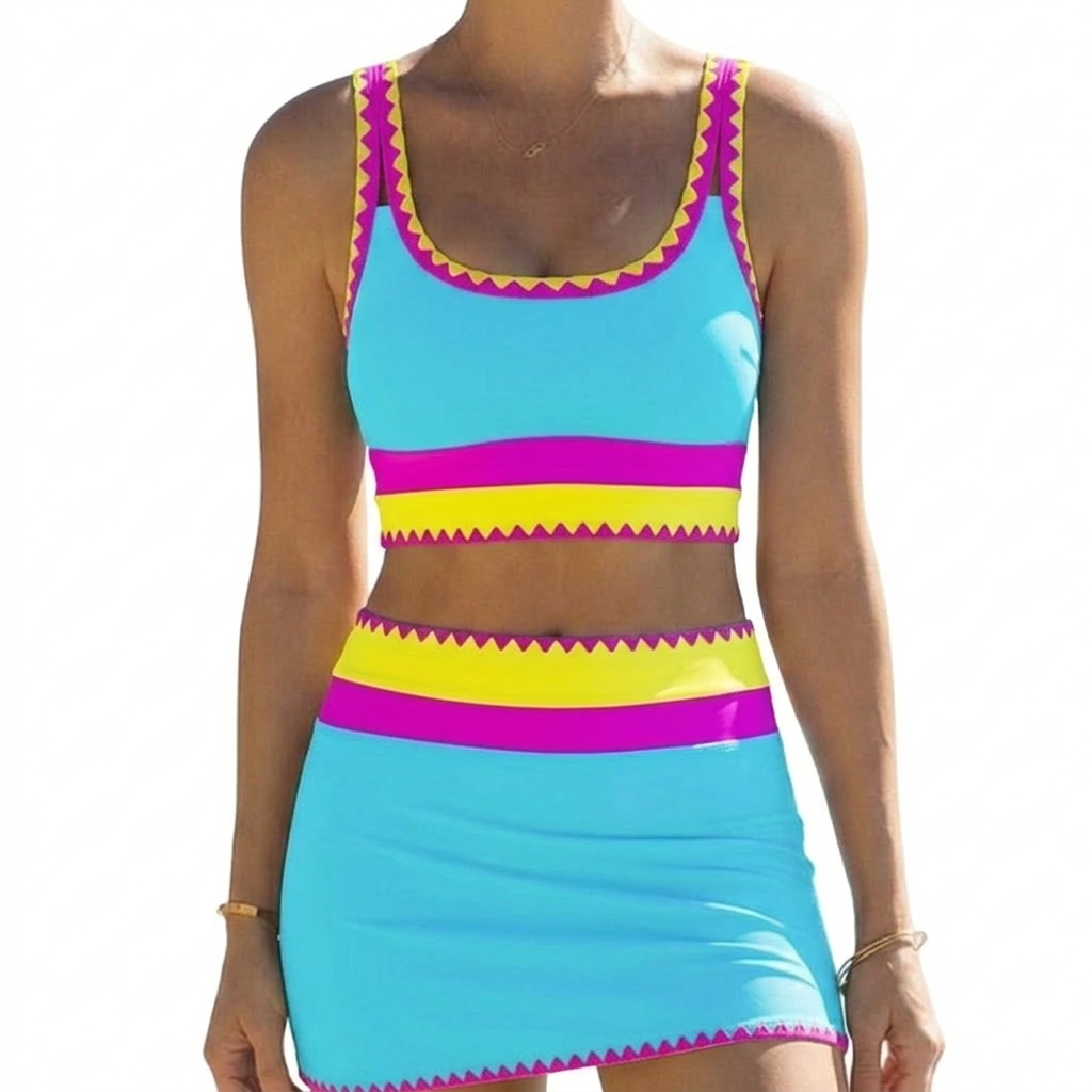 Solara™ Color Block Sporty 3 Piece Bikini Set