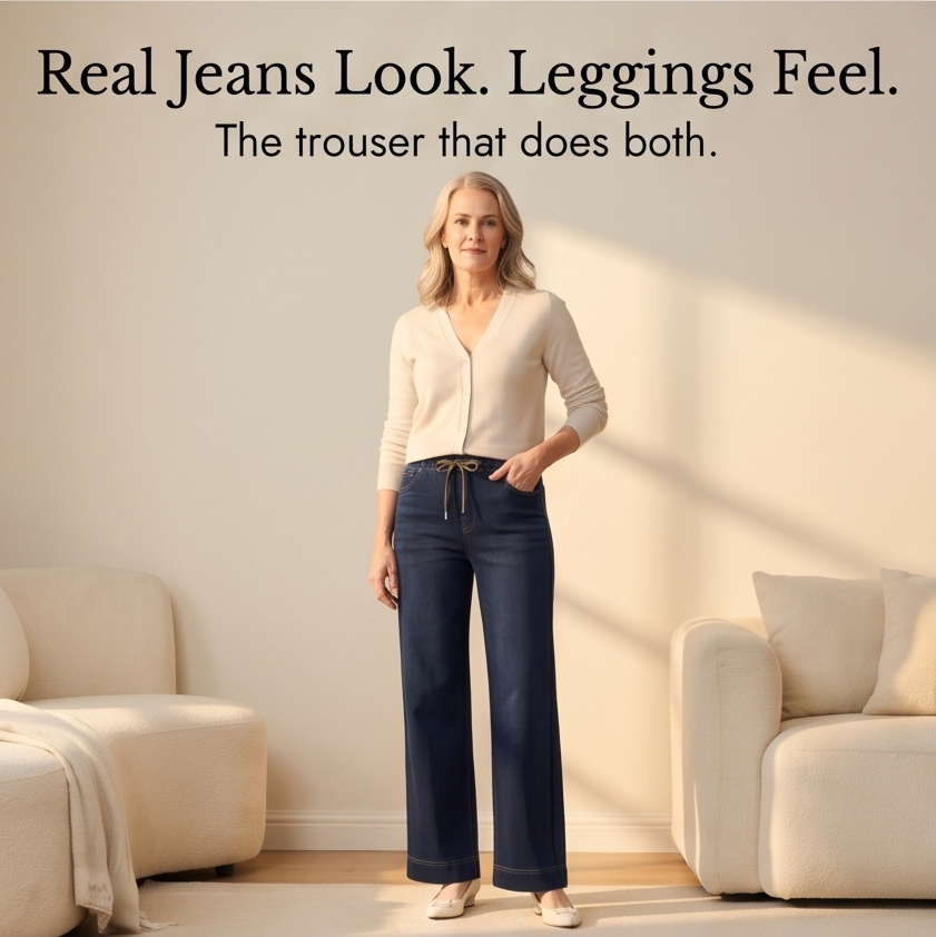 Velora™ – Drawstring Wide-Leg Comfort Jeans