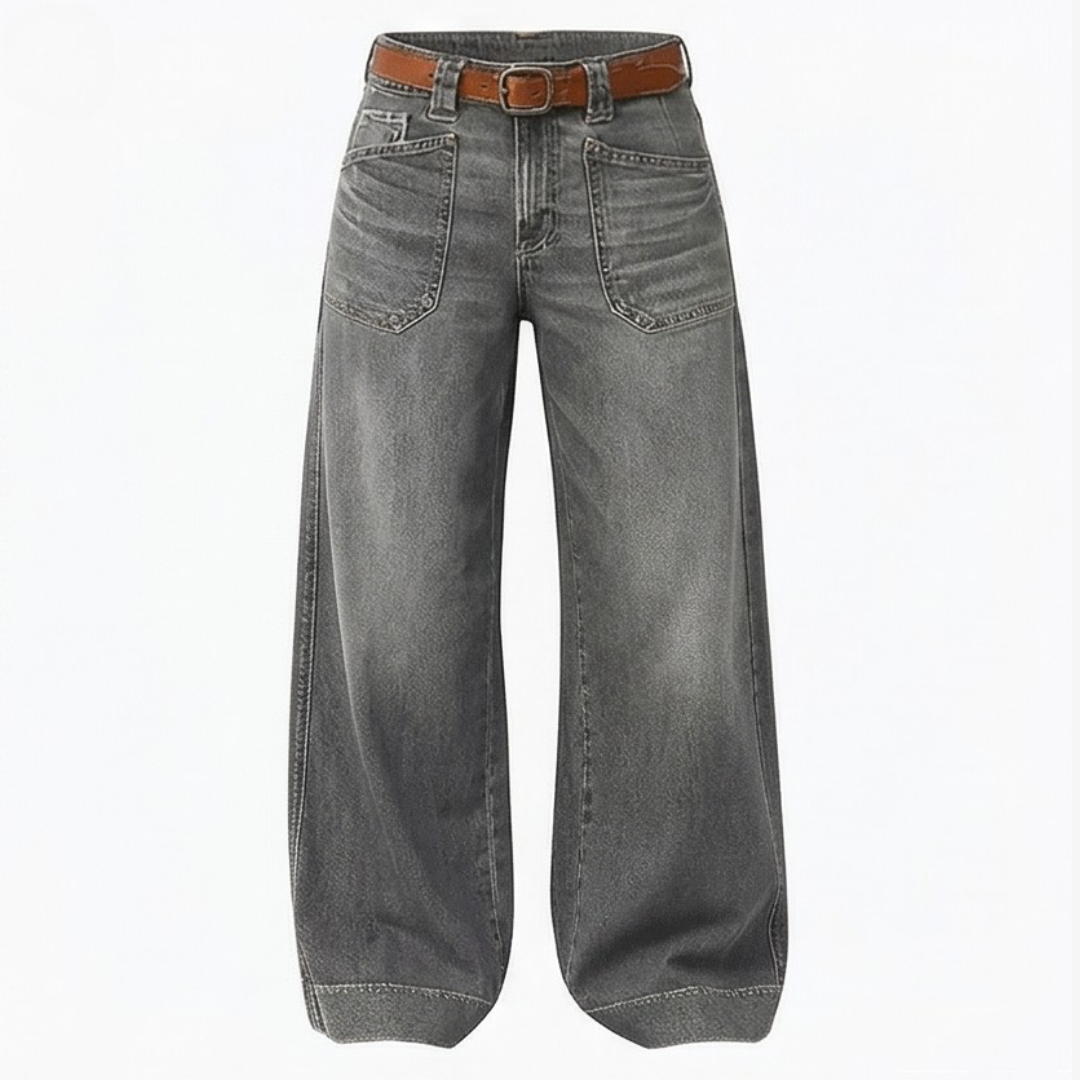 Widera™ – Retro Patch Pocket Wide Leg Jeans