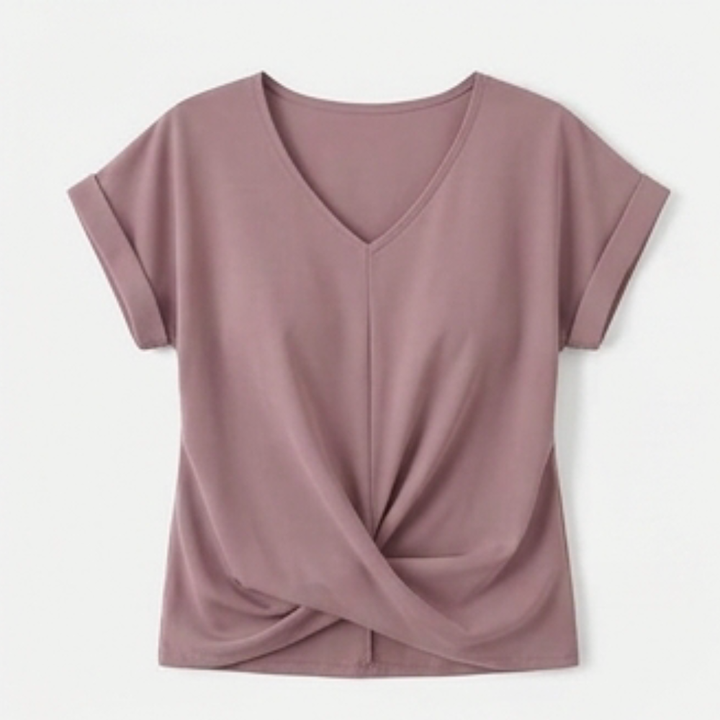 Veluna™ - Twist-Knot V-Neck Top for Effortless Everyday Style