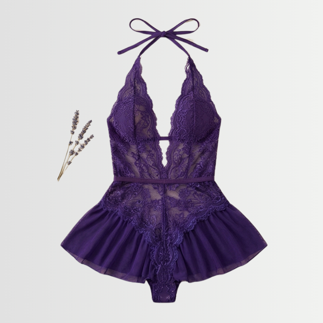 Velara™ – Floral Lace Teddy with Ruffle Hem