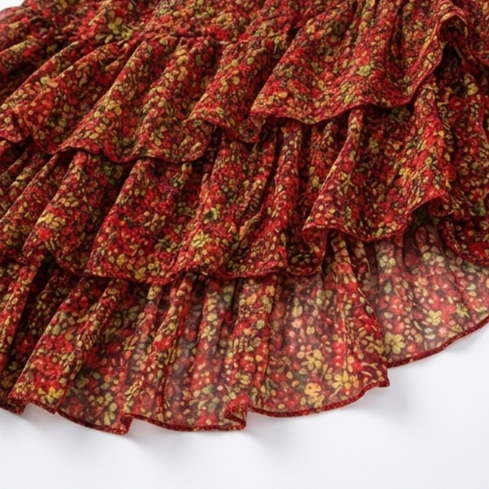 Rosavera™ - Corset Top and Floral Ruffled Skirt Set