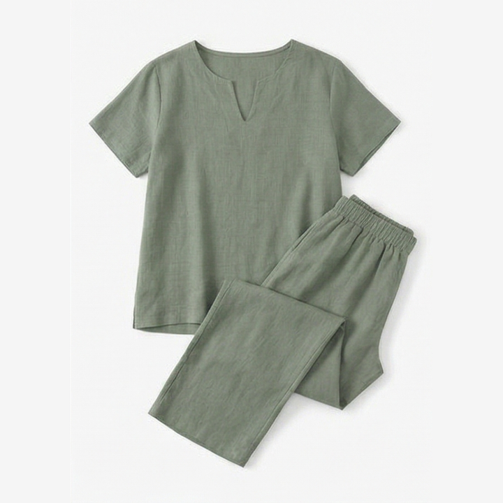 Lunessa™ – Breezy V Neck Top and Pants Set
