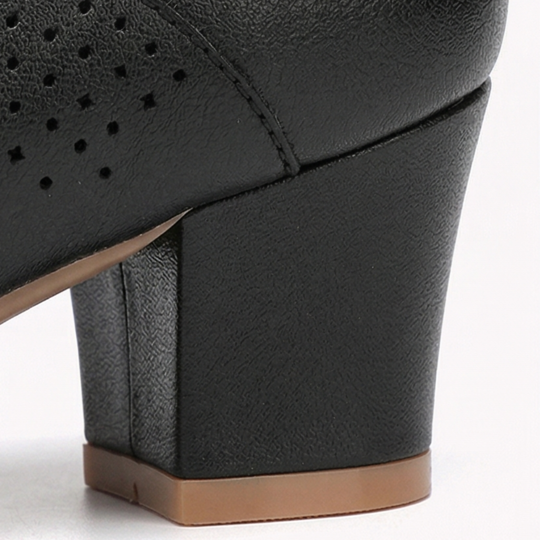 Aerella™ – Breathable Perforated Block Heel Lace Up Shoes