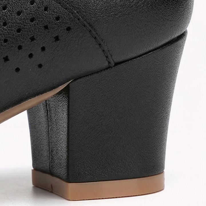 Aerella™ – Breathable Perforated Block Heel Lace Up Shoes