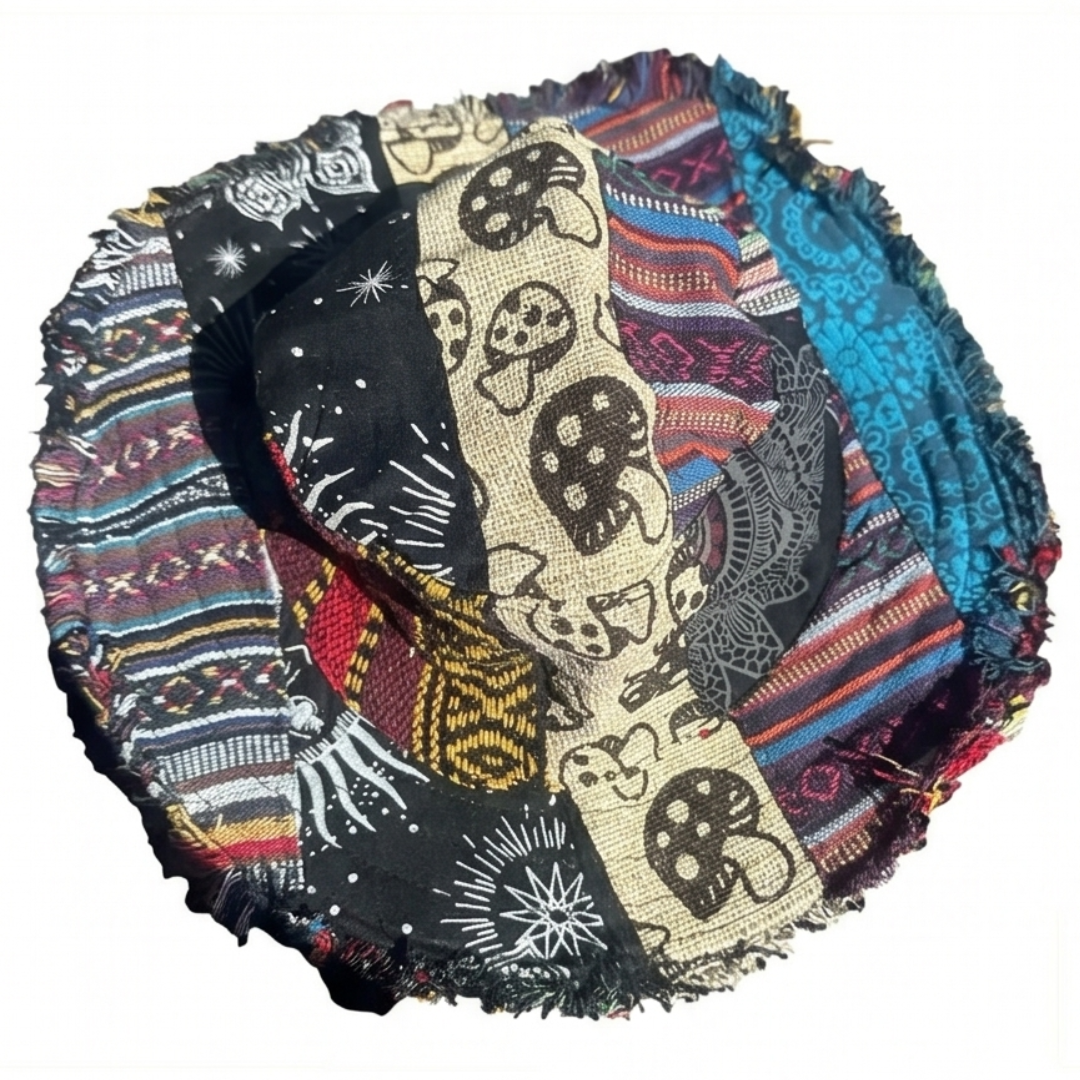 Wandari™ – Patchwork Mushroom Bucket Hat with Hidden Pocket