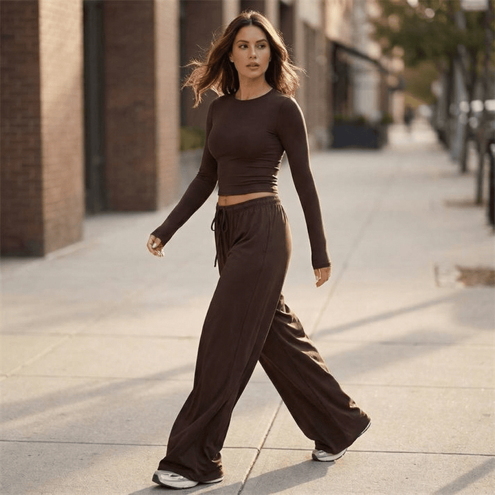 Velaire™ – Soft Crop Top and Wide Leg Pants Set