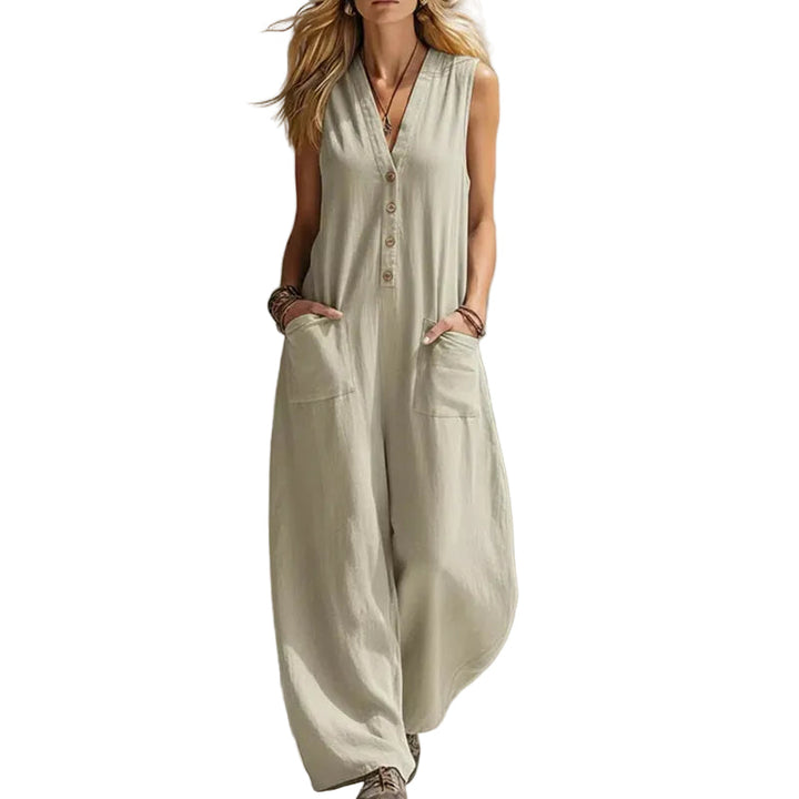 Solaine™ – Breezy Button Front Jumpsuit