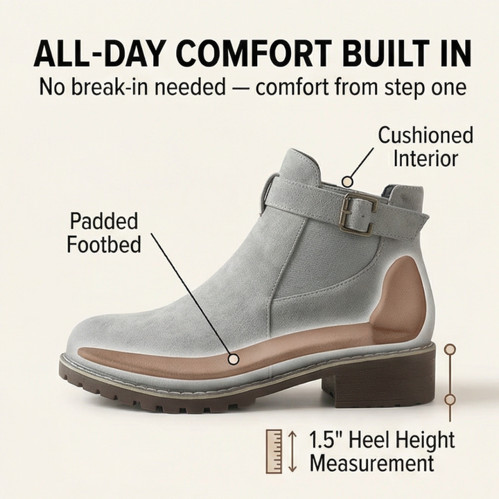 Stridella™ – Suede Look Buckle Ankle Booties