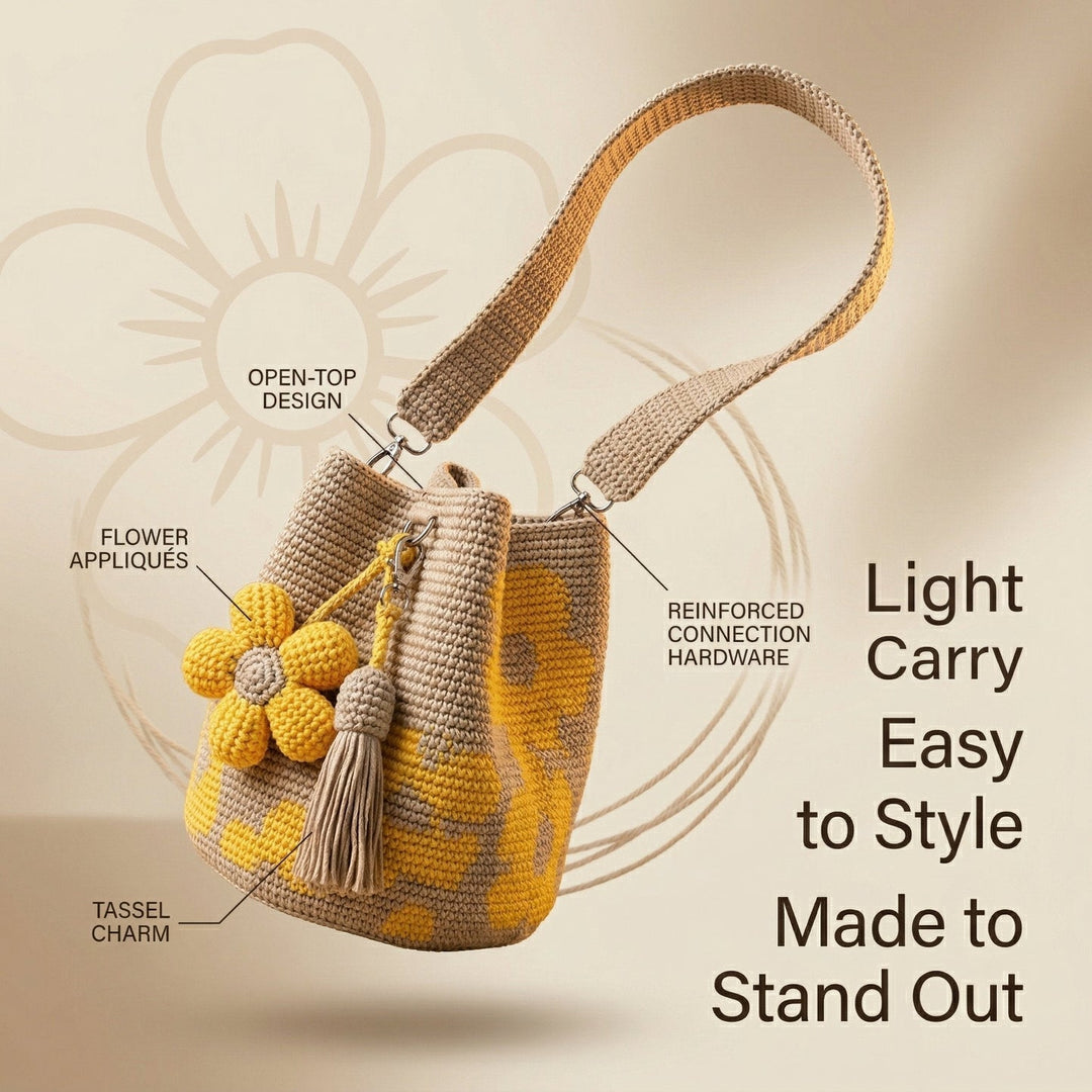 Bloomara™ – Handmade Crochet Flower Tote Bag