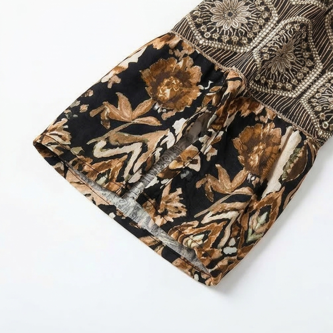 Vivara™ – Elegant V Neck Printed Dress