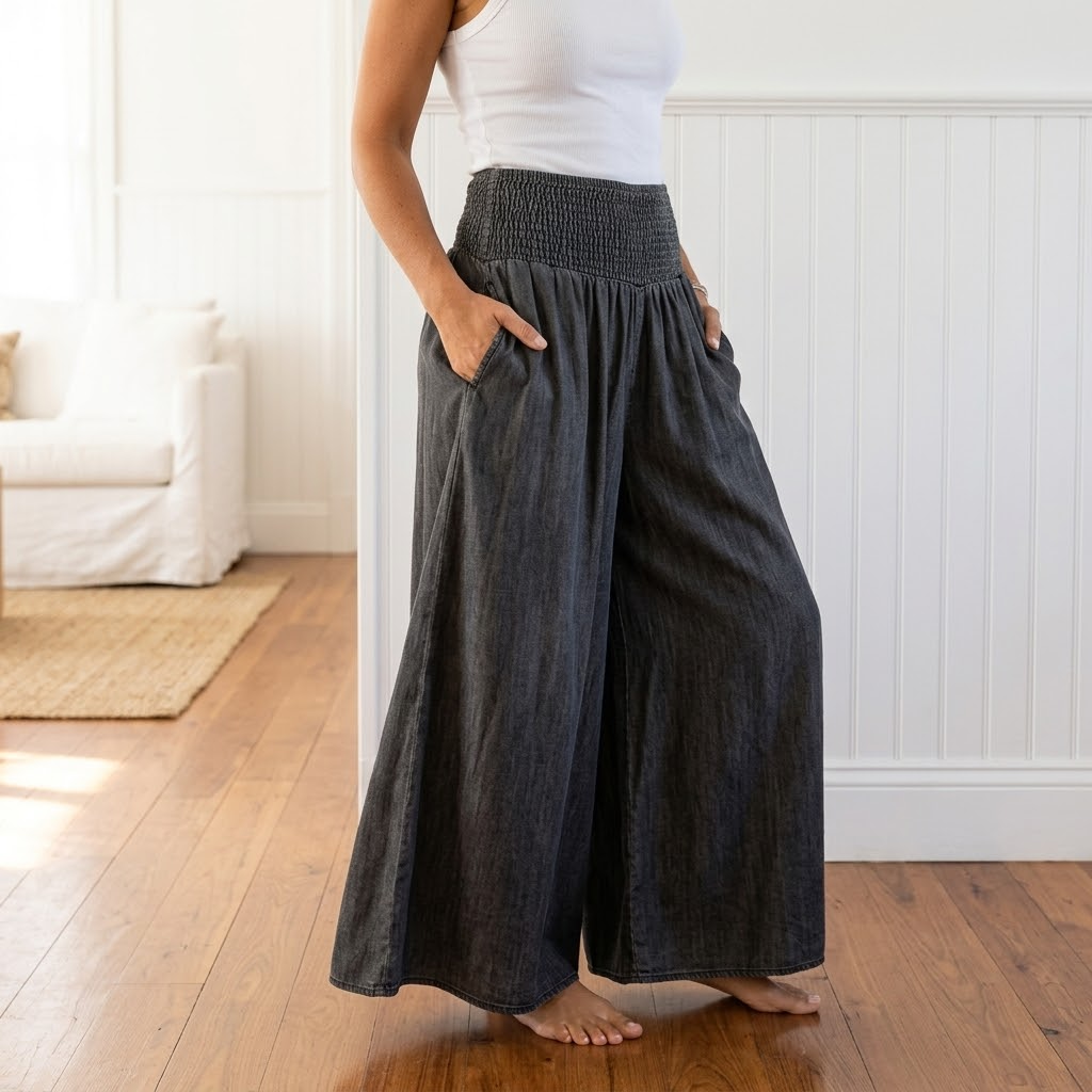 Palazza™ – Smocked Waist Wide Leg Palazzo Pants