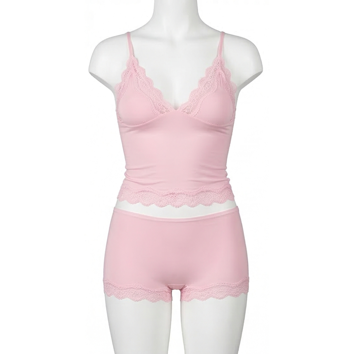 Lunaire™ – Seamless Lace Camisole and Boxer Brief Set