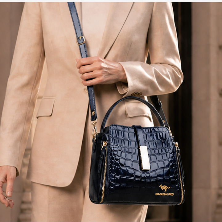 Velora™ – Glossy Croc Crossbody Handbag