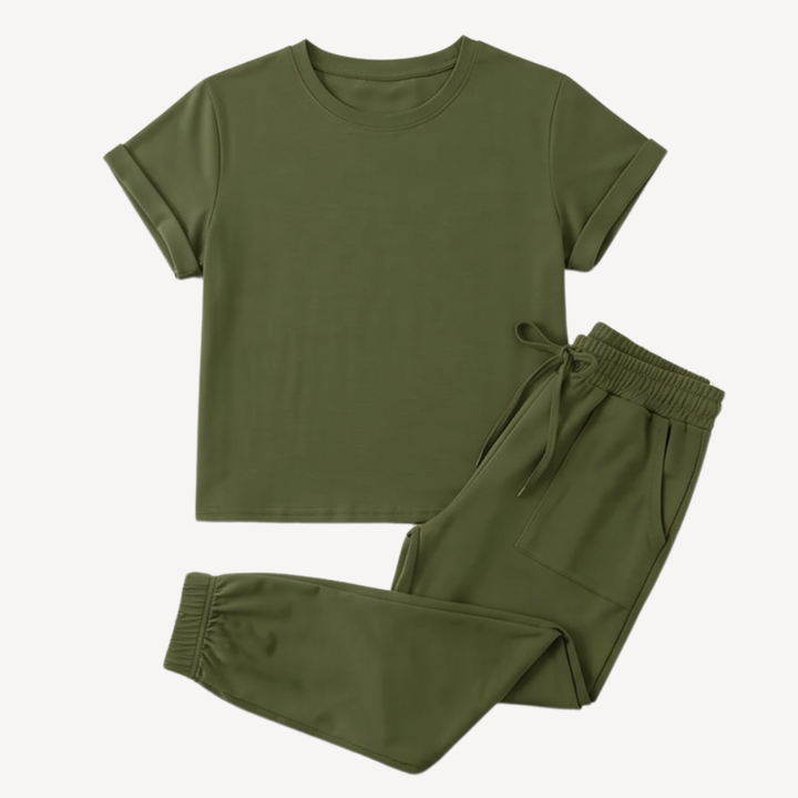 Lunavia™ – Matching Tee & Jogger Set with Pockets