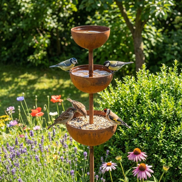 Birdwell™ – Rustic Copper Bird Bath Garden Stake
