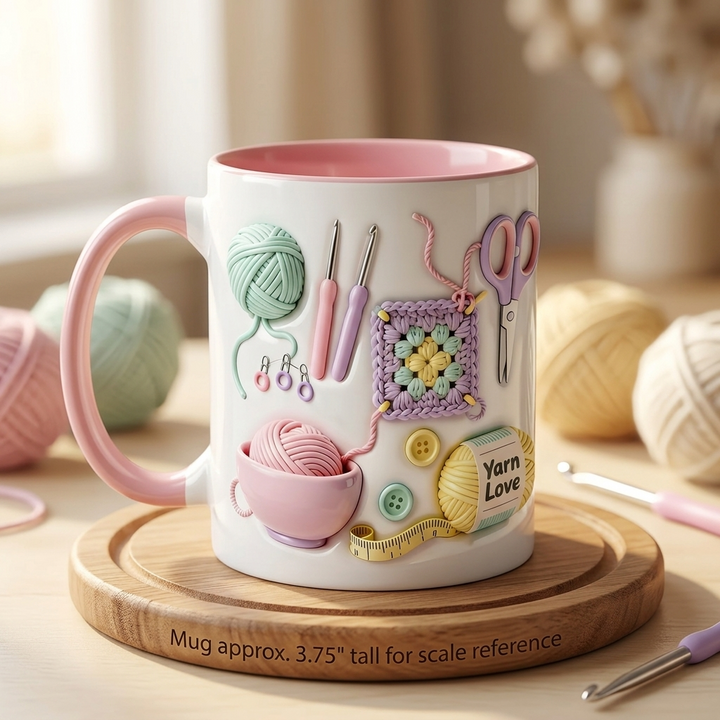 Yarnlove™ – 3D Crafting Mug for Knitters and Crocheters