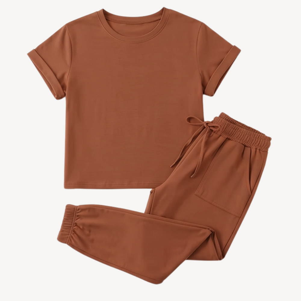 Lunavia™ – Matching Tee & Jogger Set with Pockets