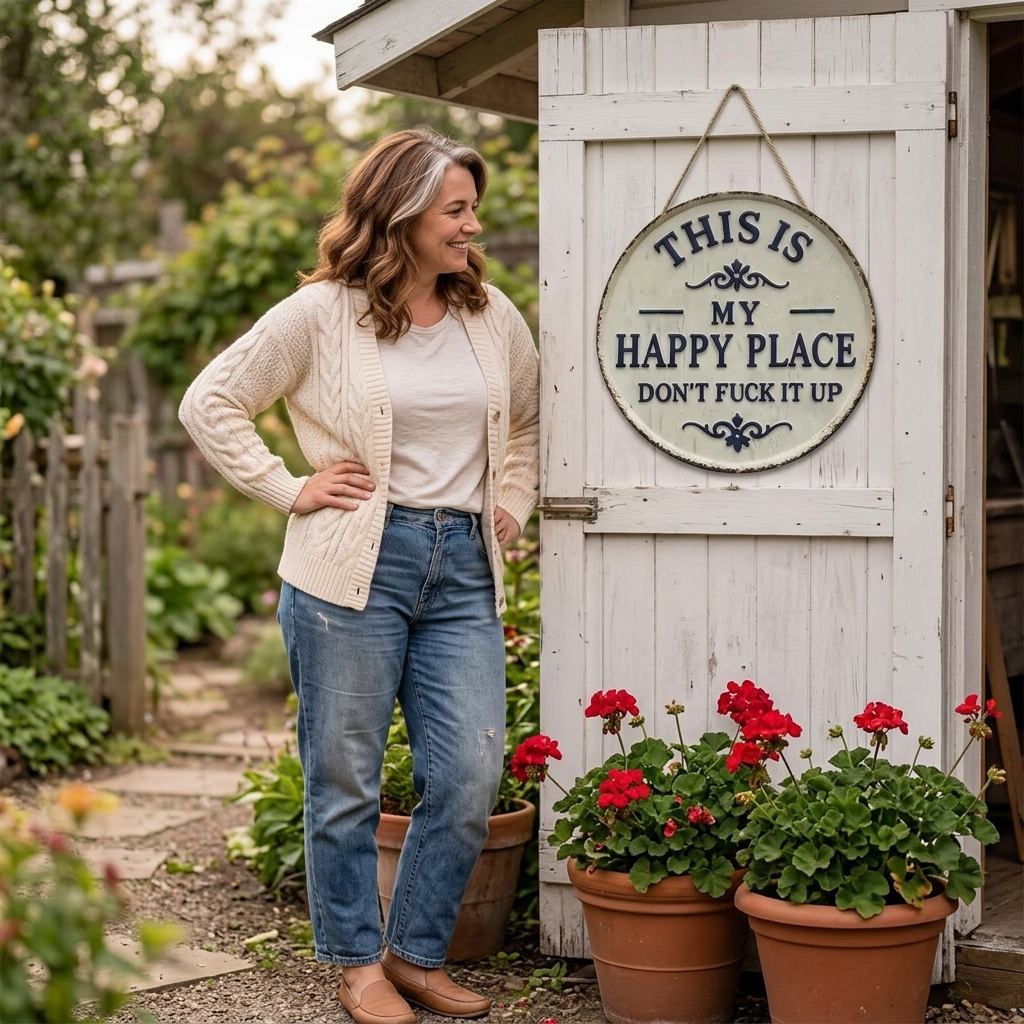 Hollyfield™ – Vintage Metal Happy Place Sign