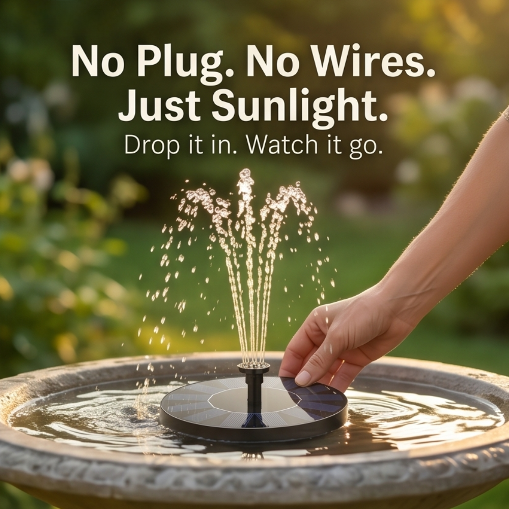Voalsz™ – Drop-In Solar Fountain for Birdbaths