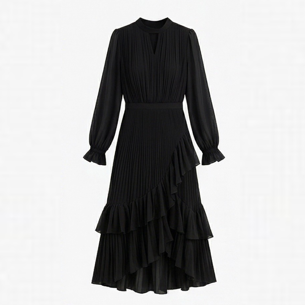 Keyfa™ – Pleated Ruffle Midi Dress