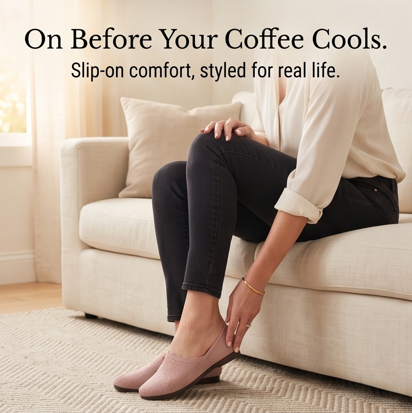 Soflyn™ – Breathable Woven Slip-On Flats for All-Day Comfort