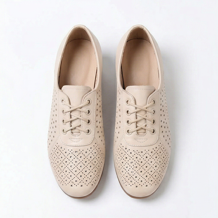 Aerella™ – Breathable Perforated Block Heel Lace Up Shoes