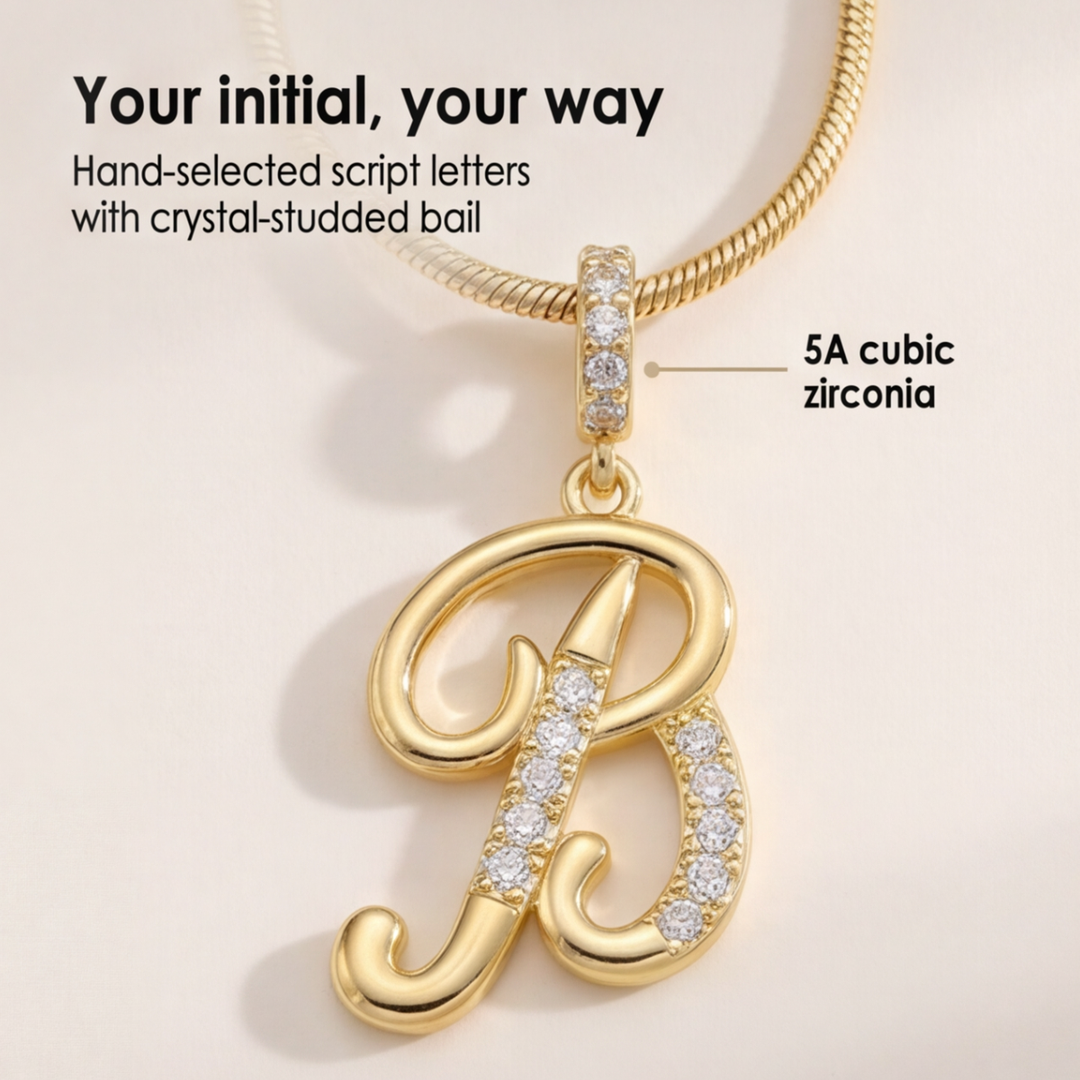LUMARA™ - 3-Layer Initial Necklace with Pink Heart Zircon