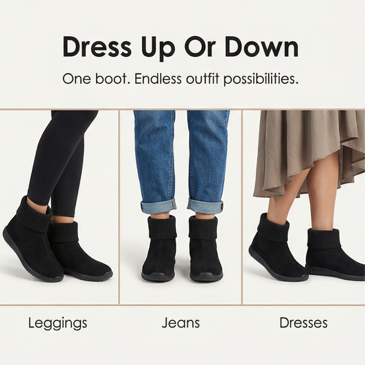 Cozella™ – Knit Cuff Suede Ankle Booties