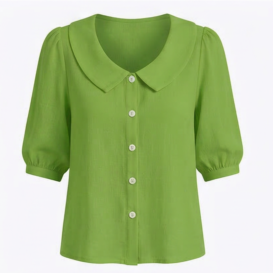 Collara™ – Retro Peter Pan Collar Button Up Blouse