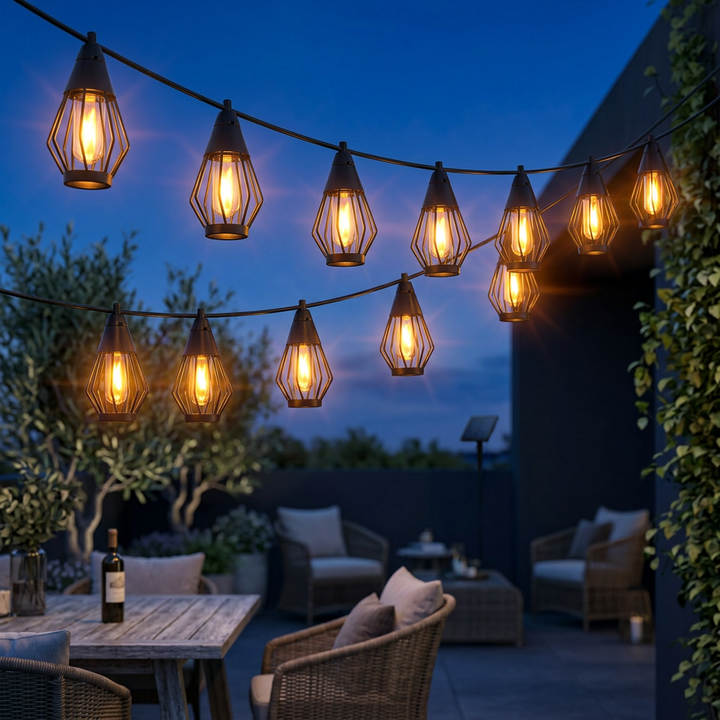 Lumara™ Solar Flame-Flicker Lantern String Lights