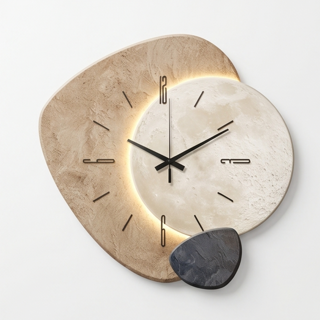 Lunara™ – Moon-Lit Wall Clock with Warm Backlight