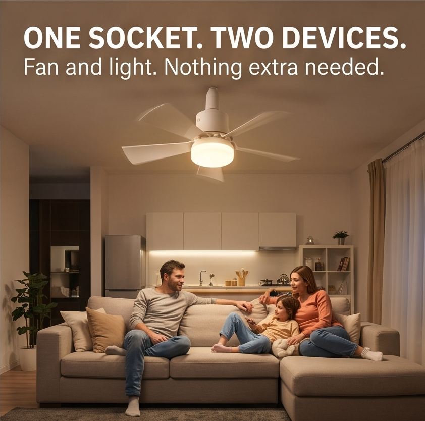 Socketcool™ Screw-in Ceiling Fan with LED Light & Remote