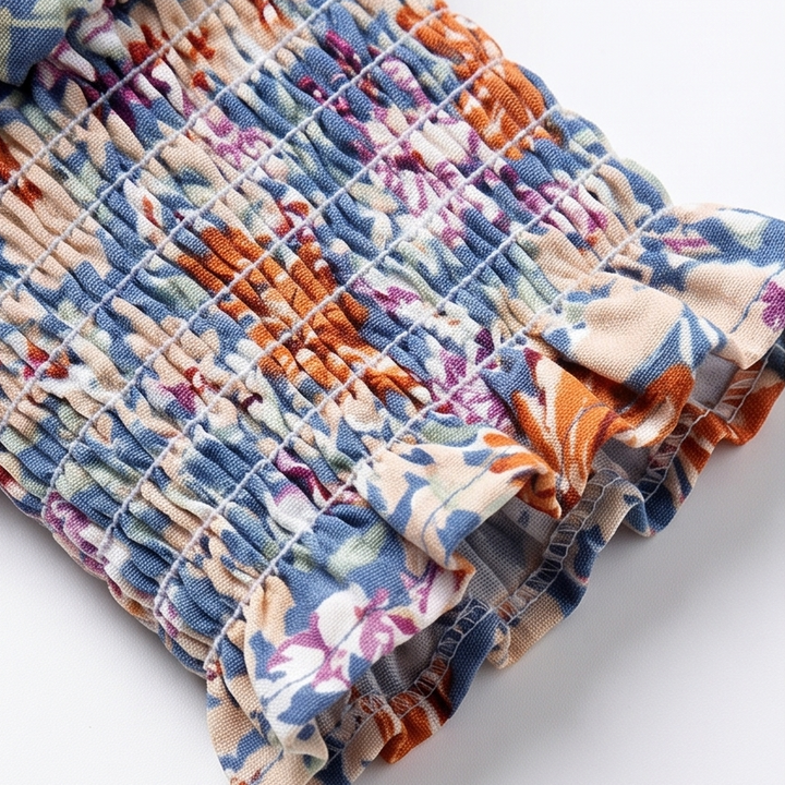 Florenza™ – Floral Puff Sleeve V-Neck Blouse
