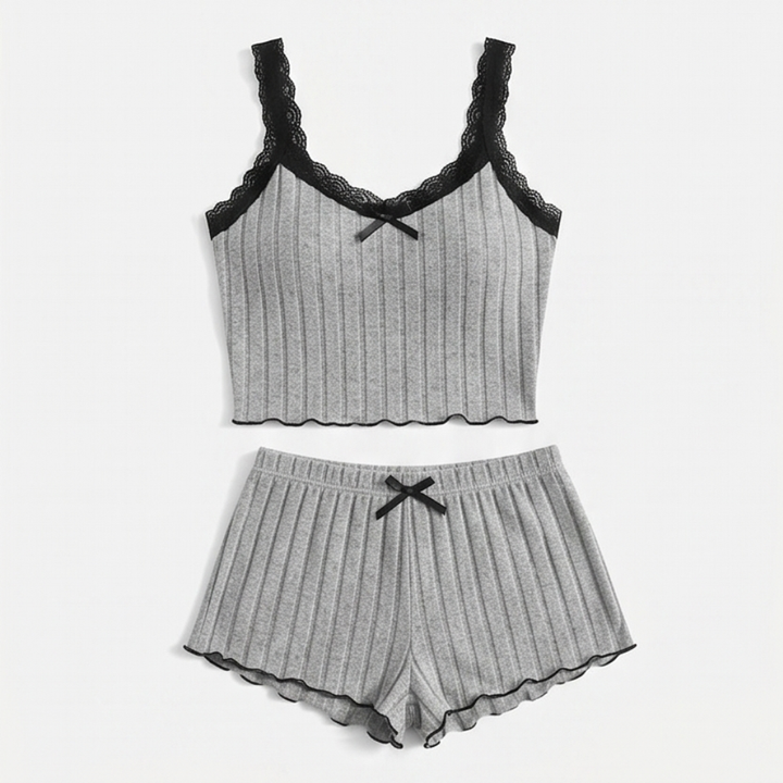 Lunavia™ – Ribbed Knit Cami & Shorts Pajama Set