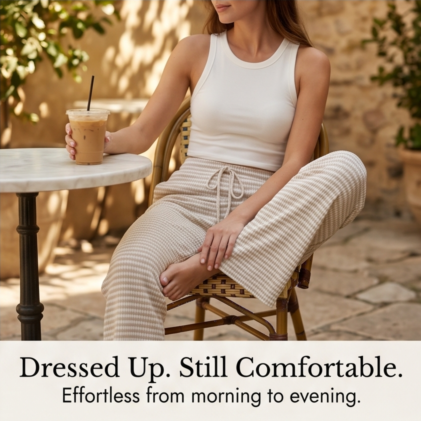 Seralune™ – Textured Knit Wide-Leg Trousers
