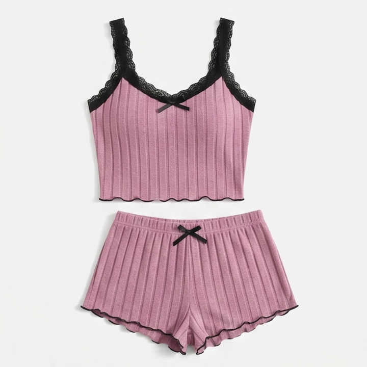 Lunavia™ – Ribbed Knit Cami & Shorts Pajama Set