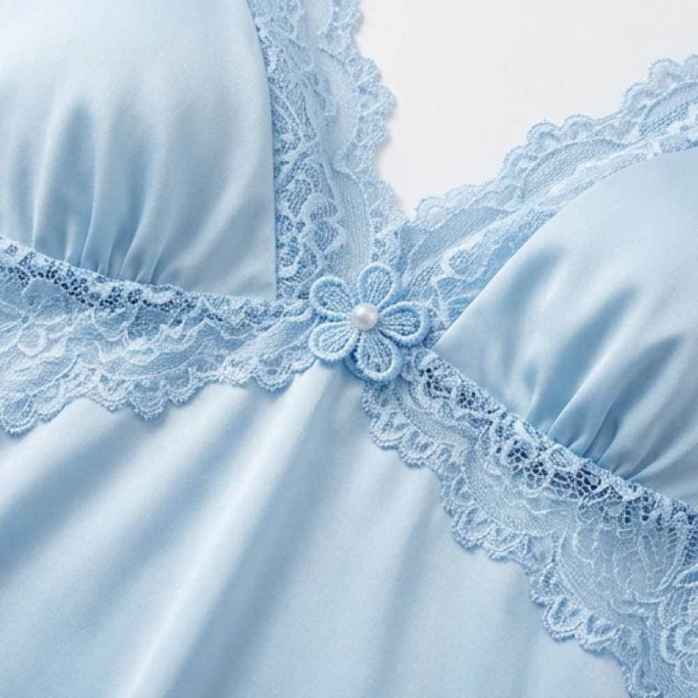 Lunessa™ — Lace Trim Satin Pajama Set