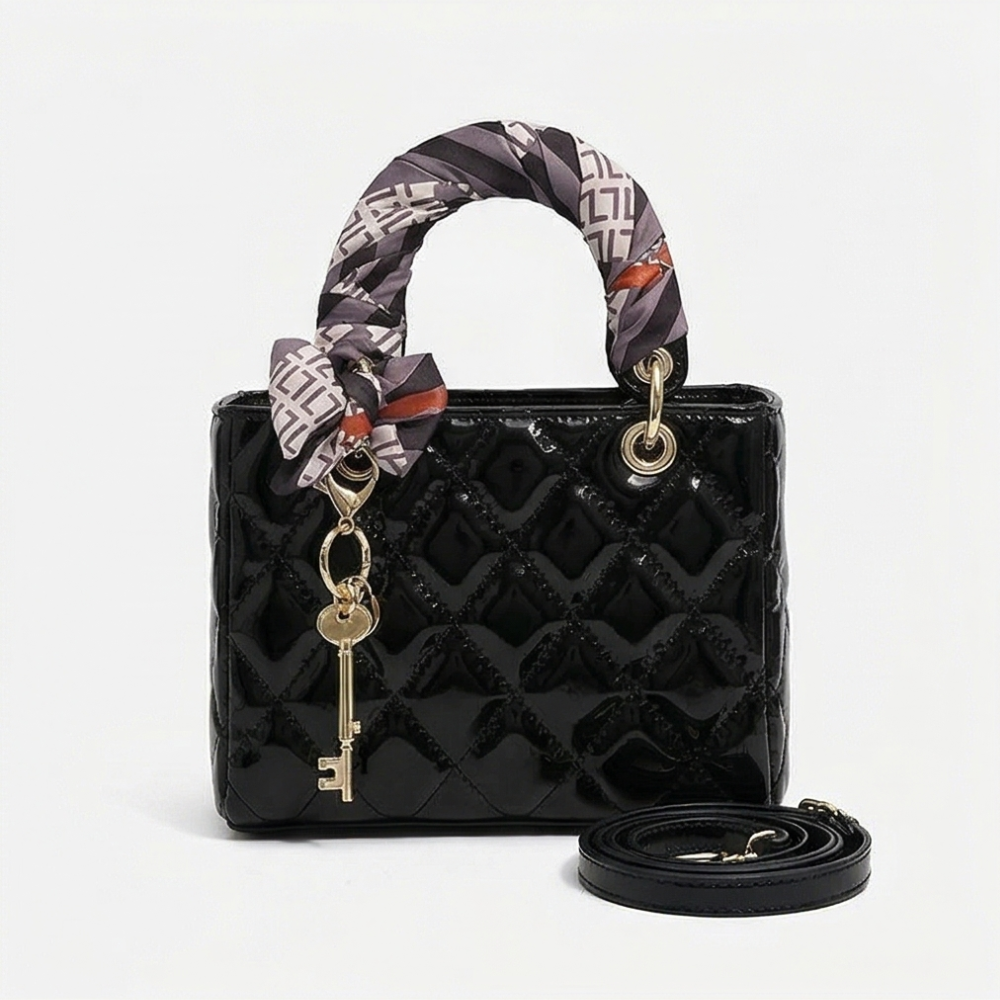 Belaire™ – Quilted Handbag with Silk Scarf Handles
