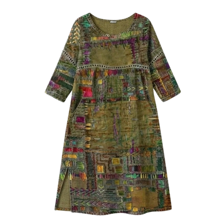 Tessara™ – Artisan Print Cotton Dress with Pockets