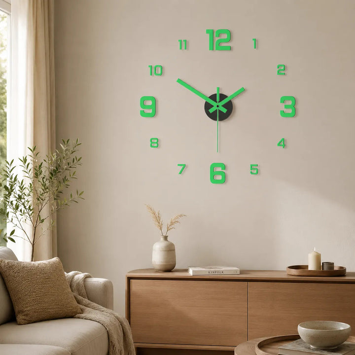 Halovana – Glow-in-the-Dark DIY Wall Clock, Frameless 3D Modern Home Decor