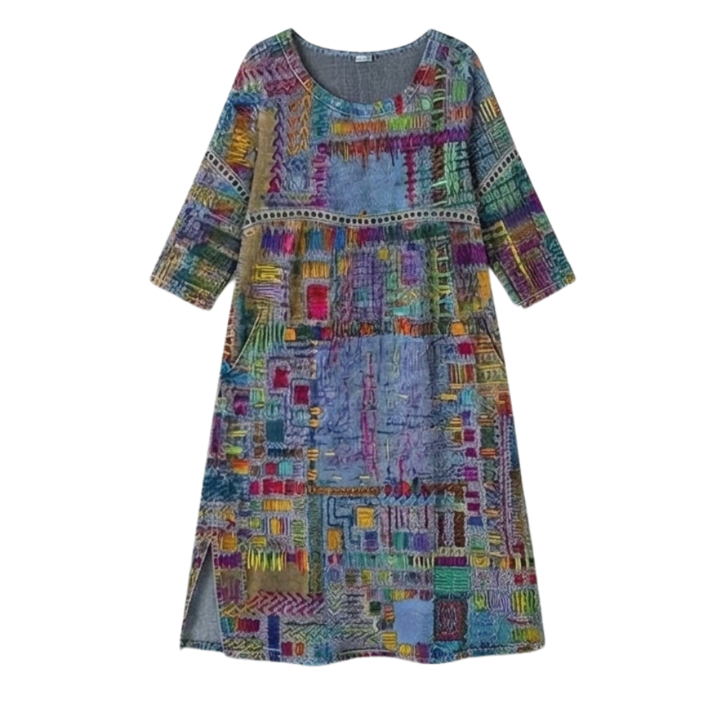 Tessara™ – Artisan Print Cotton Dress with Pockets