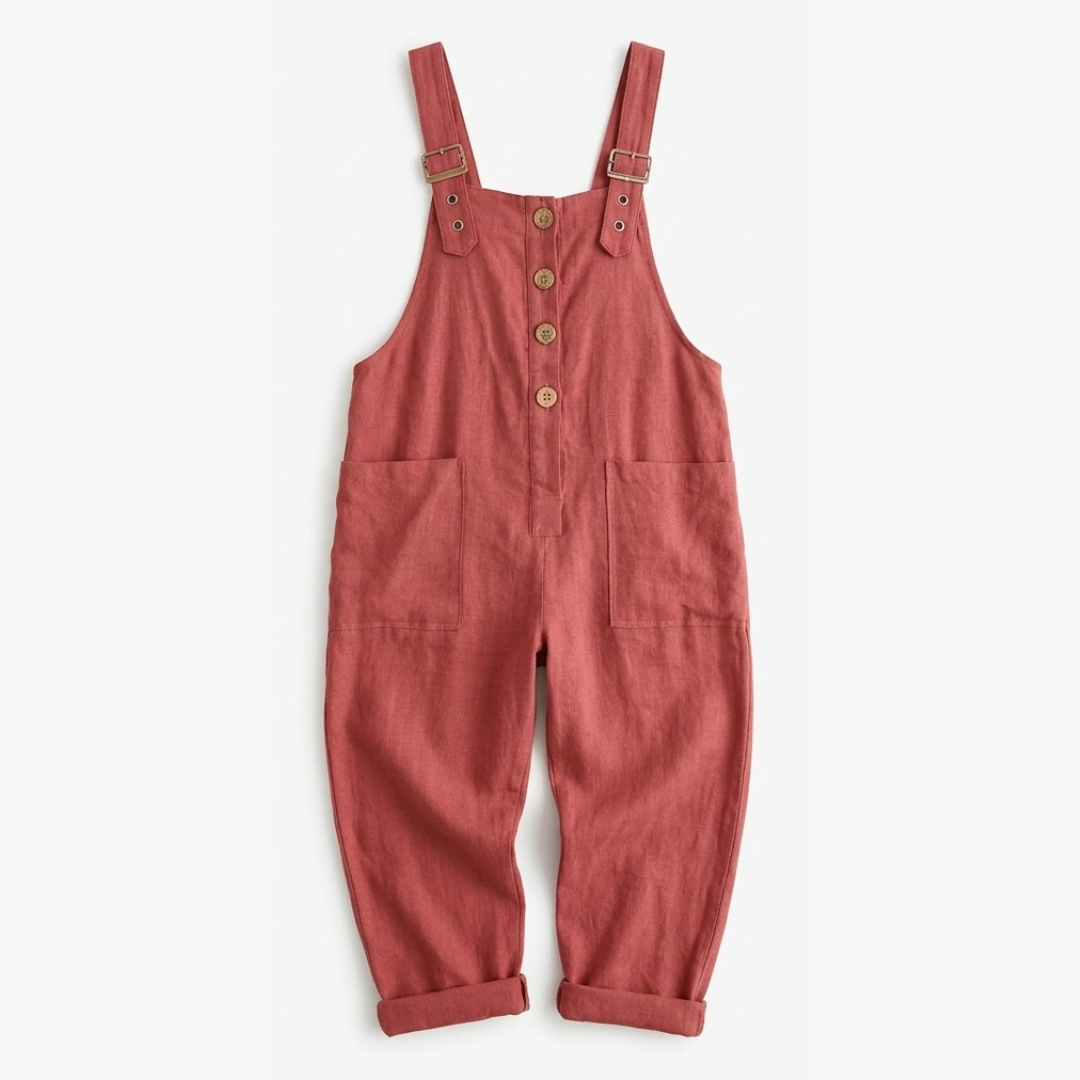 Slowlinen™ – Loose Linen Button-Front Overalls