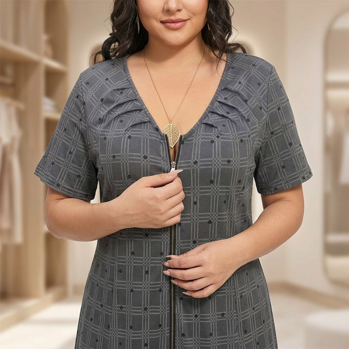 Zippella™ – Zip-Front Midi Dress for Effortless Everyday Comfort