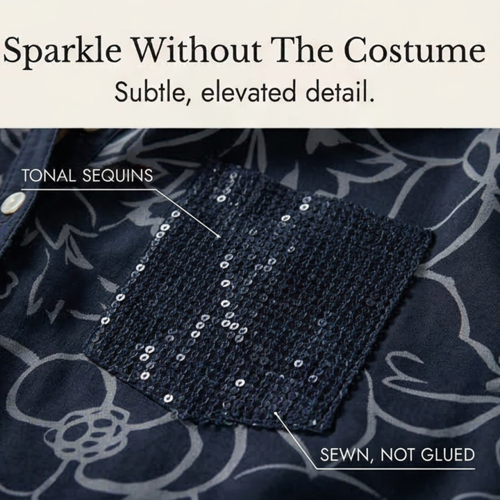 Florenne™ – Sequin Pocket Floral Blouse