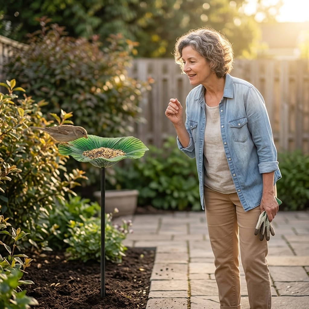 Floressa™ – Hand Painted Flower Bird Feeder Stake