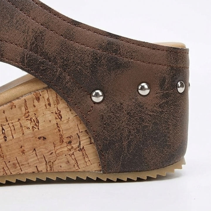 Lumera™ - Studded Cork Wedge Sandals